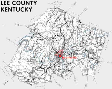Map of Lee County, Kentucky