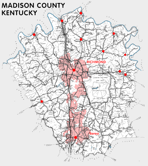 Map of Madison County, Kentucky