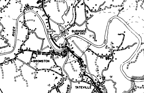 Map of Burnside, Kentucky ca. 1950