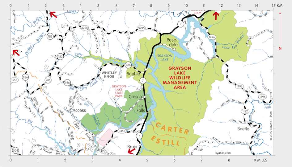 Map of Grayson Lake State Park