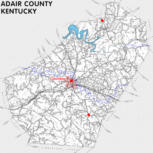 Map of Adair County, Kentucky