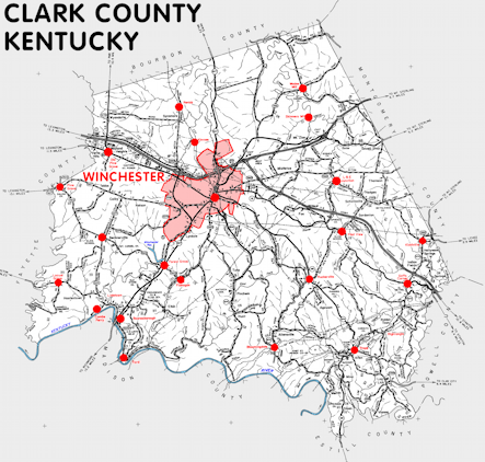 Map of Clark County, Kentucky
