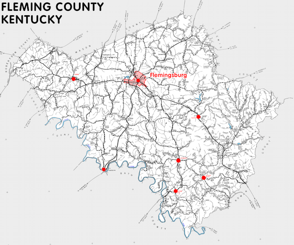 Map of Fleming County, Kentucky
