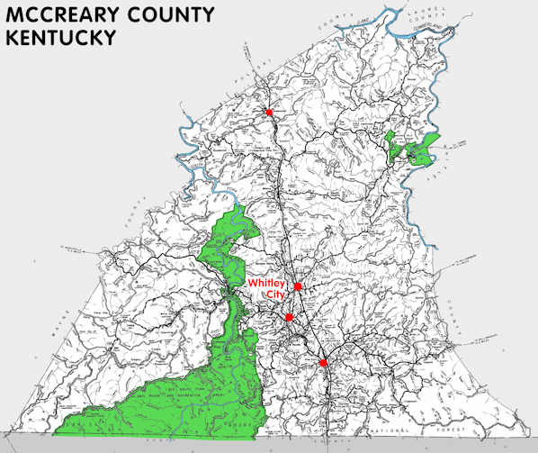 Map of McCreary County, Kentucky