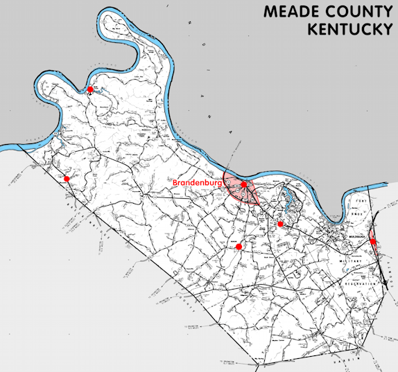 Map of Meade County, Kentucky