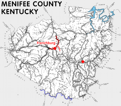 Map of Menifee County, Kentucky