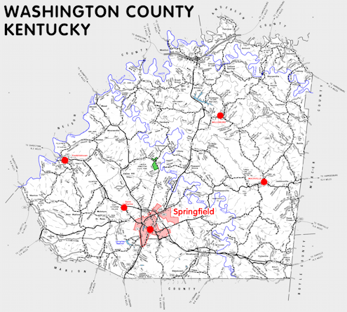 Map of Washington County, Kentucky