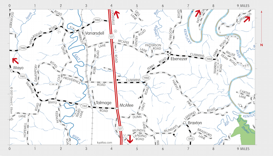 Map of McAfee, Kentucky Area