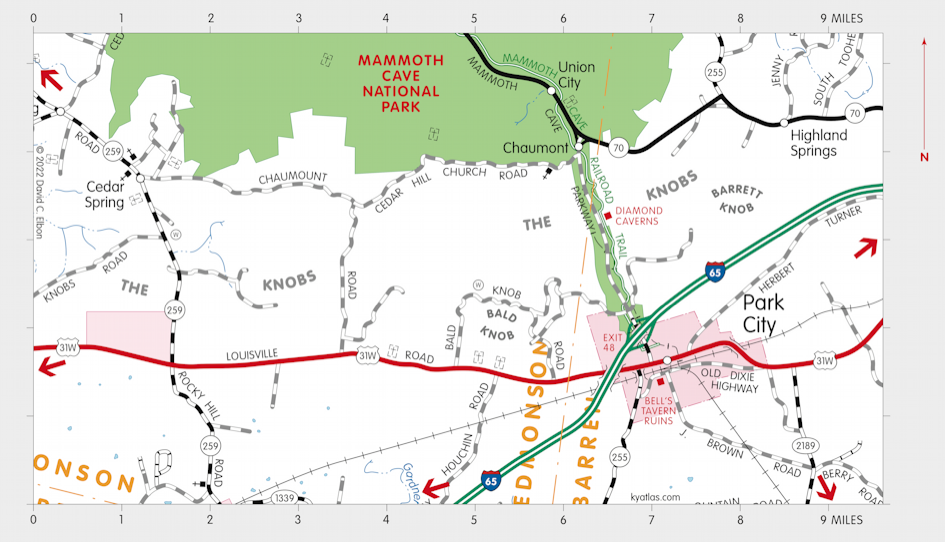 Map of Mammoth Cave National Park