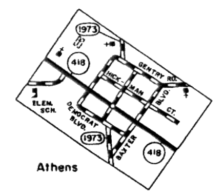 Map of Athens, Kentucky