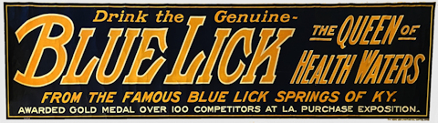 Banner advertising Blue Lick Springs water